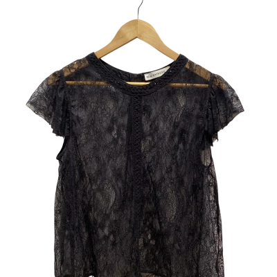 Black Friday Womens  Size 14 Black Lace Like Top