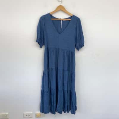 Mister Zimi Navy Blue Short Sleeve Maxi Dress  Size 10 