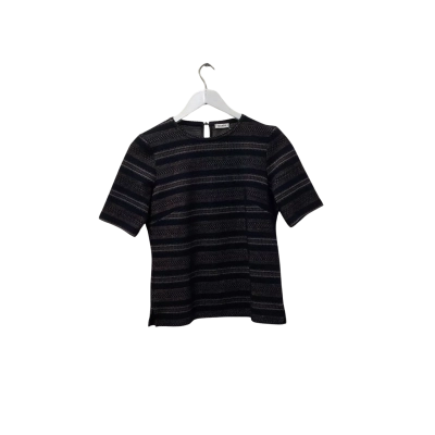 Marcs Womens  Size S Short Sleeve Top Black & Bronze metallic striped