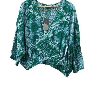 Katies Womens  Size 18 3/4 Sleeve Top Blue / Green / White 