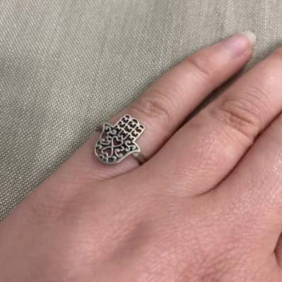  Womens 925 Silver Filagree Hand Ring