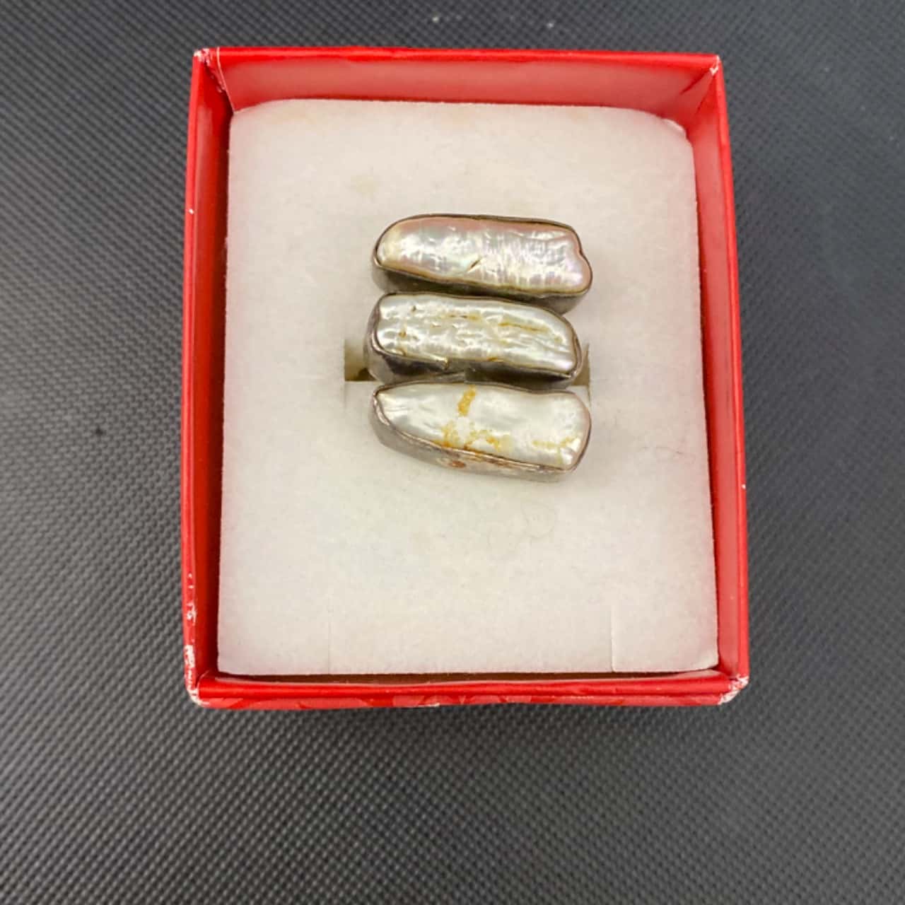 Triple Freshwater Biwa Pearl & Silver Ring