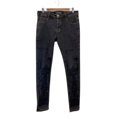 En Noir Mens  Size 32 Slim Fit Jeans Grey Cathedral Pattern