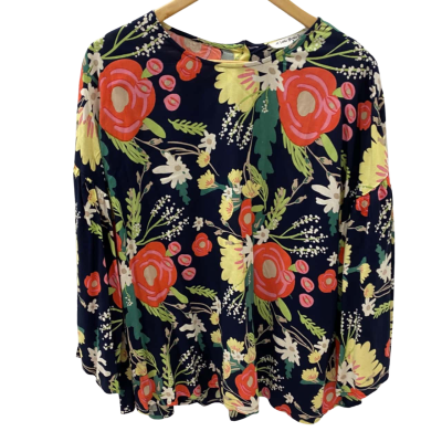 A little bird told me.  Womens  Size S Long Sleeve Top Blue / Floral 