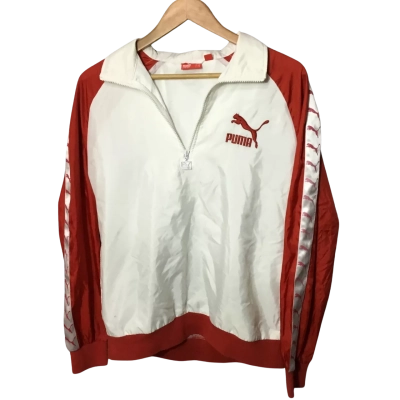 Puma Mens  Size S Quarter Zip Windbreaker Jacket Red / White 