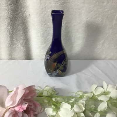Cobalt Blue Japanese Pheasant Pattern Vase 