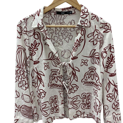 Sportsgirl Womens  Size 8 Burnt Orange / White tie up top