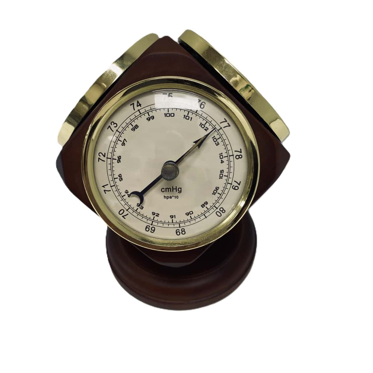 Barometer, Temperature and Clock - Brass & Wood Cube(s)
