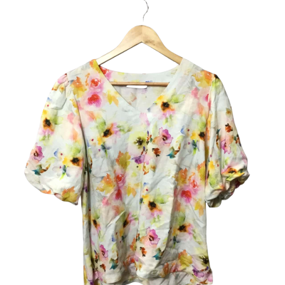  Women’s Givoni Short Sleeve Floral Linen Top Size 10