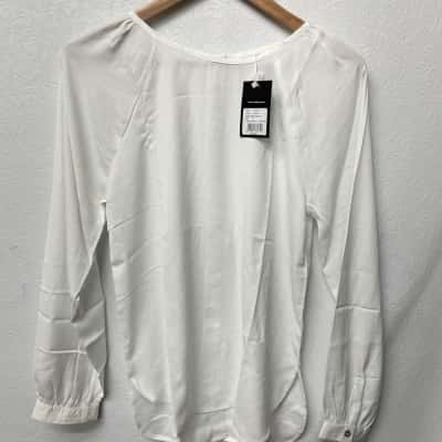 Capture Womens Size 10 Button Back Blouse White 