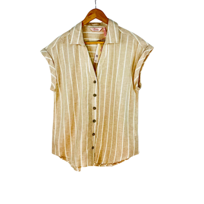  Millers Woman - Beige Striped Linen Blend Shirt (Size 18)