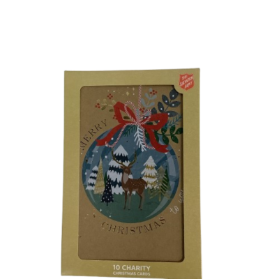 New The Salvation Army Charity Christmas Cards 10 Pack Merry Christmas Reindeer Decoration Print  #2023-1-PP