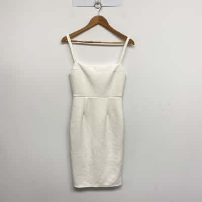 Here Comes The Sun White Sleeveless Bodycon Midi Dress Size 10 