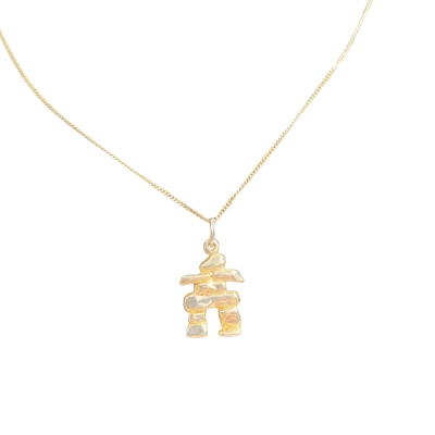  Womens Stirling silver ‘Inukshuk’ pendant. 22cm Necklace 