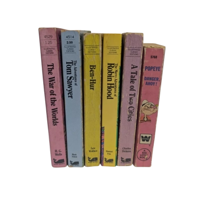 6 vintage illustrated books