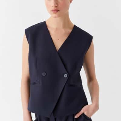 Morrison Womens  Size 2 Santino Vest - Navy Blue Wool Blend- NEW with Tags