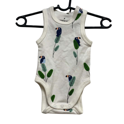 Country Road Baby bodysuit white Toucan & leaf pattern, 0000 Newborn