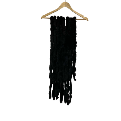 Rabbit Fur Scarves    Size One Size Black  