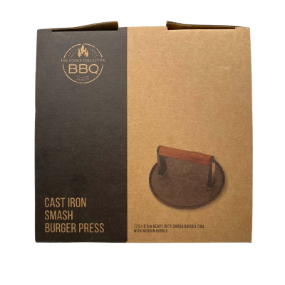 The Cooks Collective  Cast Iron Smash Burger Press in Black eavy Duty Backyard BBQ Tool     Brica 1