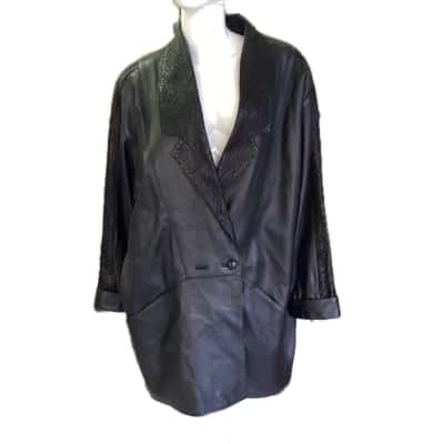  Womens  Size 46 Leather Jacket Animal print / Black  