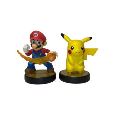 Amiibo Pikachu & Super Mario Smash Bros Figures 