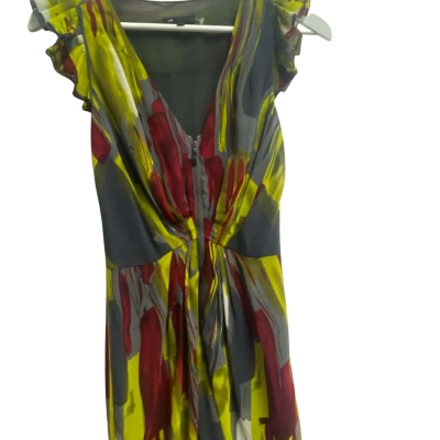 Cue Womens  Size 6 Short Sleeve Top Grey / Multicoloured 