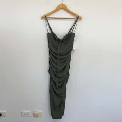 BWLDR Khaki Devla Midi Dress Size 10 