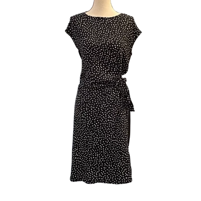 Khoko Womens Size 8 Bodycon/Midi Dress Black/Polka Dot/White