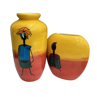 Hand Painted Ceramic Vase x 2