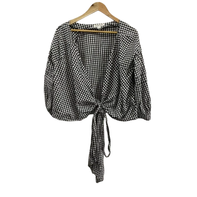 Country Road Womens  Size 10 Gingham Tie-Front Top 