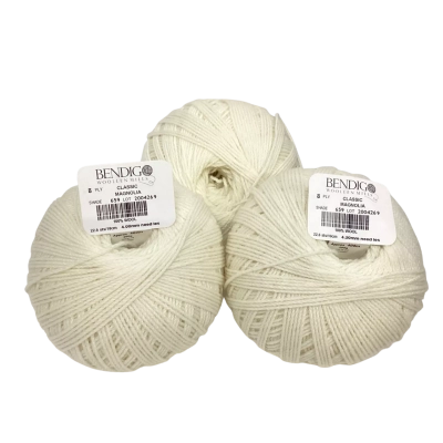 NEW - 3 Balls of Bendigo 100% Wool Yarn Classic Magnolia