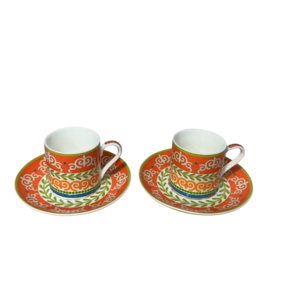 Maxwell & Williams "Vivacious" Set of 2 Porcelain Expresso Cups & Saucers