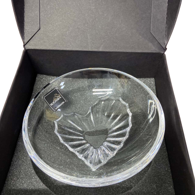 Vintage Rogaska heart shaped crystal dish