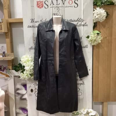 PADDINGTON BRAND! 100% GENUINE LEATHER TRENCH COAT! Womens  Size L Leather Jacket / Trench Coat / Winter Jacket Black  