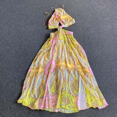 Passion Fusion Yellow Multi Havana Bloom Maxi Dress Size 10 