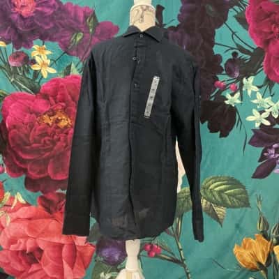 Gazman Mens  Size M Long Sleeve Shirt Navy Blue 