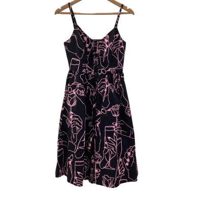 Gorman Womens  Size 8 Shoestring Strap Dress Black  / Pink  