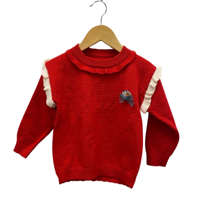 Unbranded Kids Fancy Knit Jumper Size 3 / 4 Red 