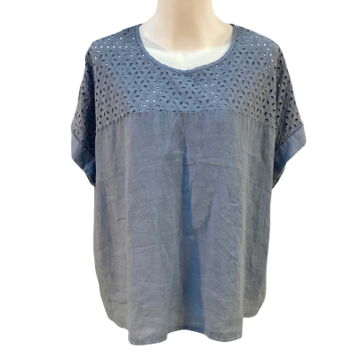 Woolovers Womens Size US 12 /  UK 16 Linen Top Blue 