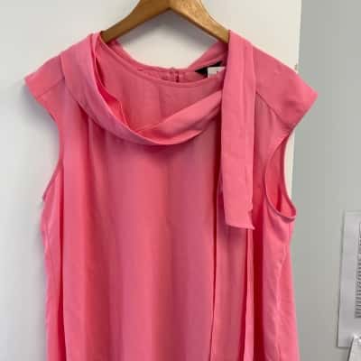 Cue Womens Size 14 Pink polyester sleeveless top with sash