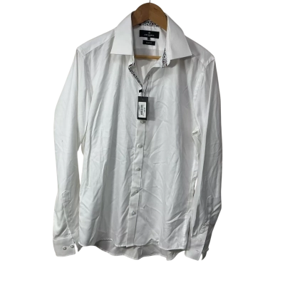 Jeff Banks Mens Size M White Self Pattern Slim Fit Long Sleeve Shirt (new)
