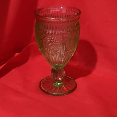Single Green Goblet with Tiara Sandwich Embossed Pattern