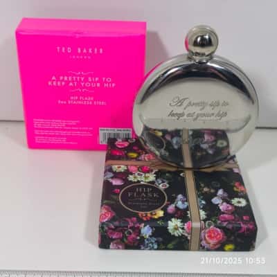Ted Baker 5oz Stainless Steel Hip Flask PreOwned As New 