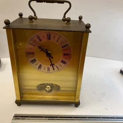 Vintage Weil Lehman Brass Carriage Clock, Mid-Century Mantel Decor