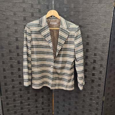 Anthea Crawford Womens  Size 14 Blazer Beige / Black  / White 