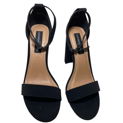 London Rebel Womens  Size 8 London Rebel Strappy 4" Block Heeled Sandals Suede Black Open Toe Womens 
