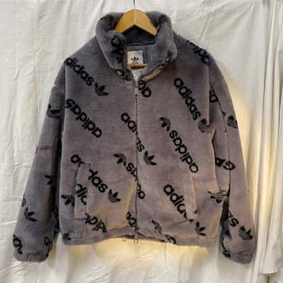 Adidas Womens  Size XS Fur Coat Grey 
