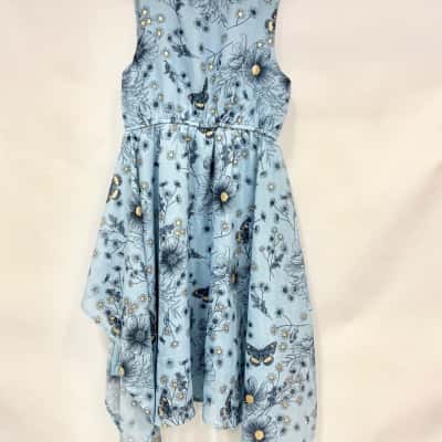 Origami Kids Size 9 Blue Floral Dress