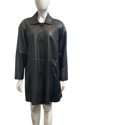 Lakeland Womens Size 14 Front Button Leather Jacket Black 