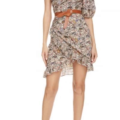 Isabel étoile marant 100% cotton size 36 paisley one shoulder dress